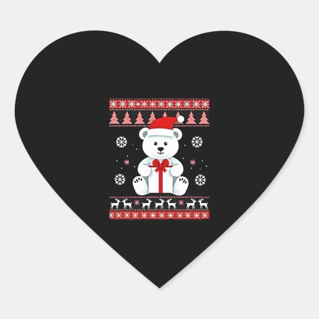 Bärenweihnachtsfest (5) Herz-Aufkleber (Vorderseite)