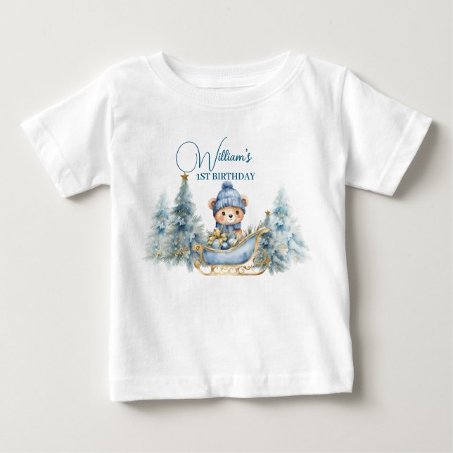 Bärenweihnachtsfest zum ersten Geburtstag Winter Baby T-shirt (Vorderseite)