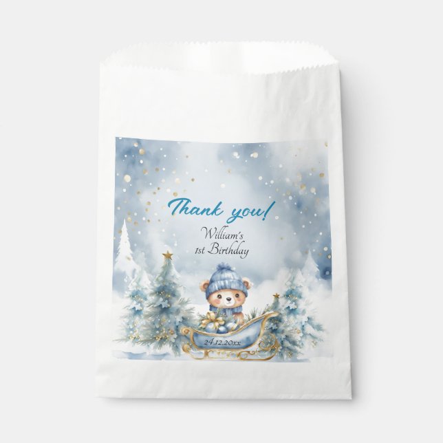 Bärenweihnachtsfest zum ersten Geburtstag Winter Geschenktütchen (Vorderseite)