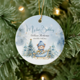 Bärenweihnachtsfest zum ersten Geburtstag Winter Keramik Ornament