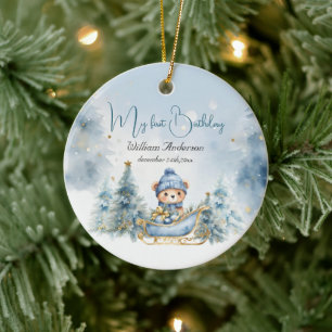 Bärenweihnachtsfest zum ersten Geburtstag Winter Keramik Ornament
