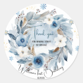 Bärenweihnachtsfest zum ersten Geburtstag Winter Runder Aufkleber