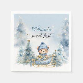 Bärenweihnachtsfest zum ersten Geburtstag Winter Serviette