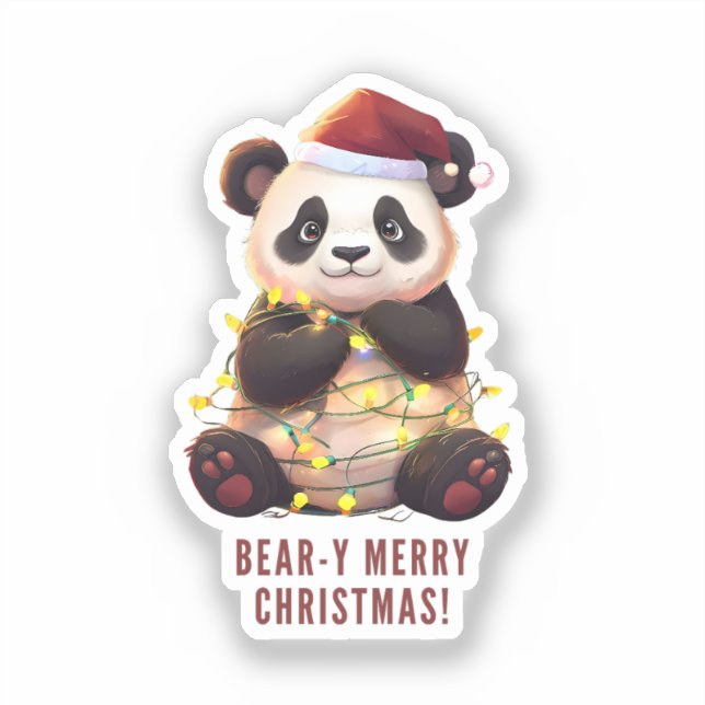 Bäreny Frohe Weihnachten! Playful Panda Sticker (Vorderseite)