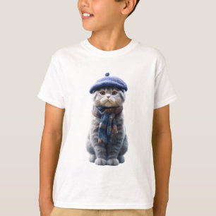 Barett Karo Schal Katzenillustration Kinder T-Shirt