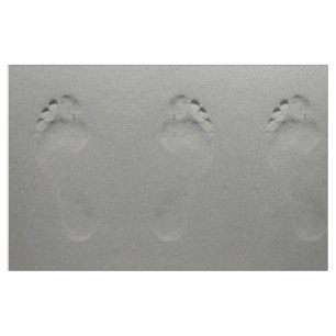Barfüßigabdruck im Strandsand-Fotogewebe Stoff