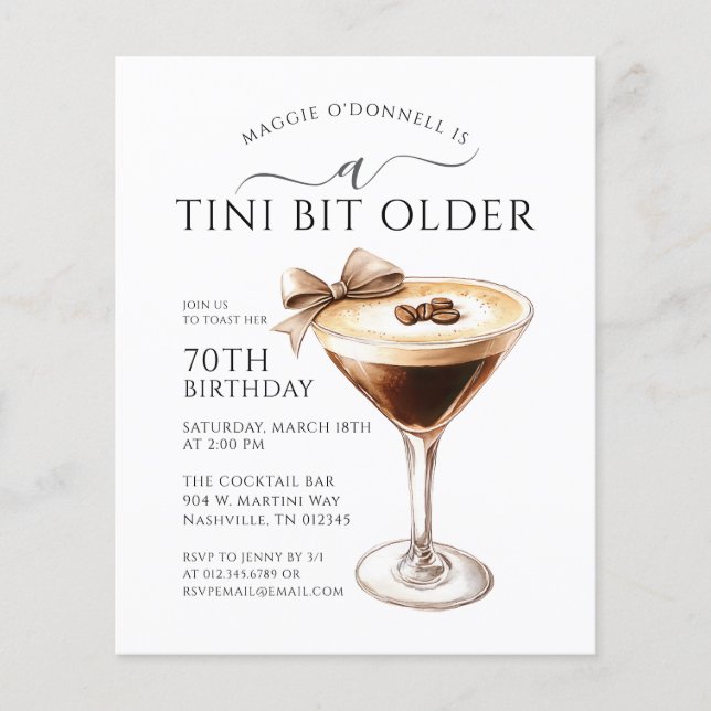 BARGAIN A Tini Bit Older Martini 70. Geburtstag (Vorderseite)