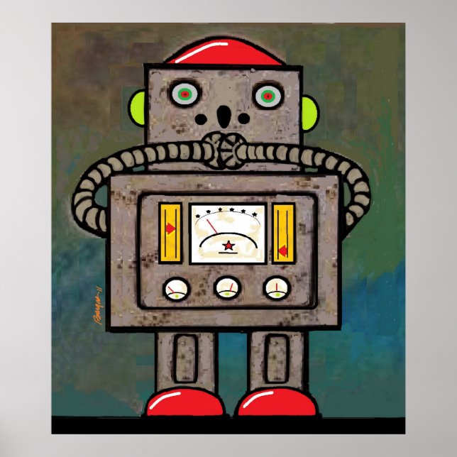 BargasArtworks Suprised Robot Print Poster (Vorne)