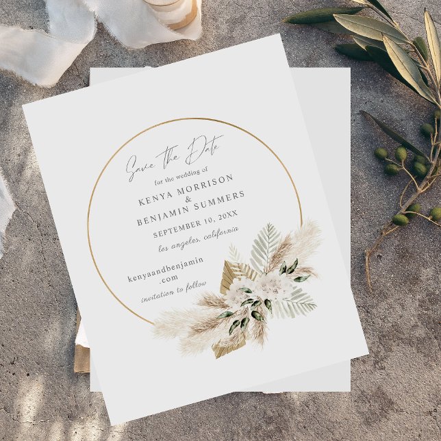 Bargin Boho Pampas Grass Floral Save the Date (Von Creator hochgeladen)