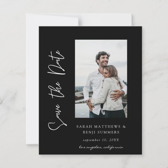 Bargin Foto und Handtypografie Save the Date schwa (Vorderseite)