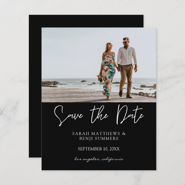 Bargin Foto und Typografie Save the Date Black H (Vorne/Hinten)