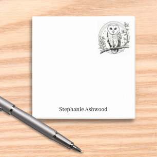 Barhocken Bird Picture Black & White Line Art Post-it Klebezettel