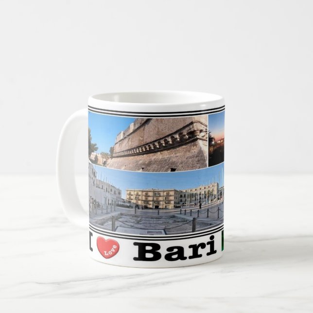 Bari by night - Apulien - Panorama - Meerblick Tasse (Vorderseite Links)