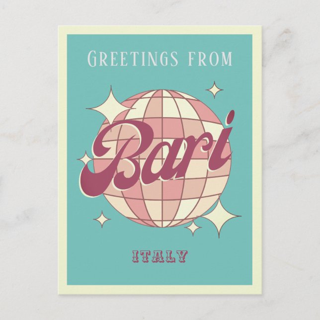 Bari Italien Italia Disco Vintage Postkarte (Vorderseite)