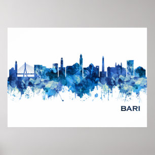 Bari Italy Skyline Blue Poster