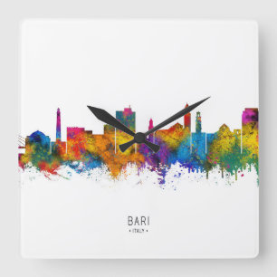 Bari Italy Skyline Quadratische Wanduhr