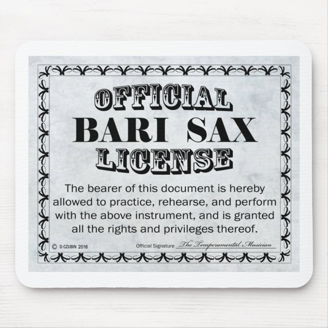 Bari Sax Lizenz Mousepad (Vorne)