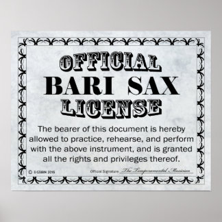 Bari Sax Lizenz Poster