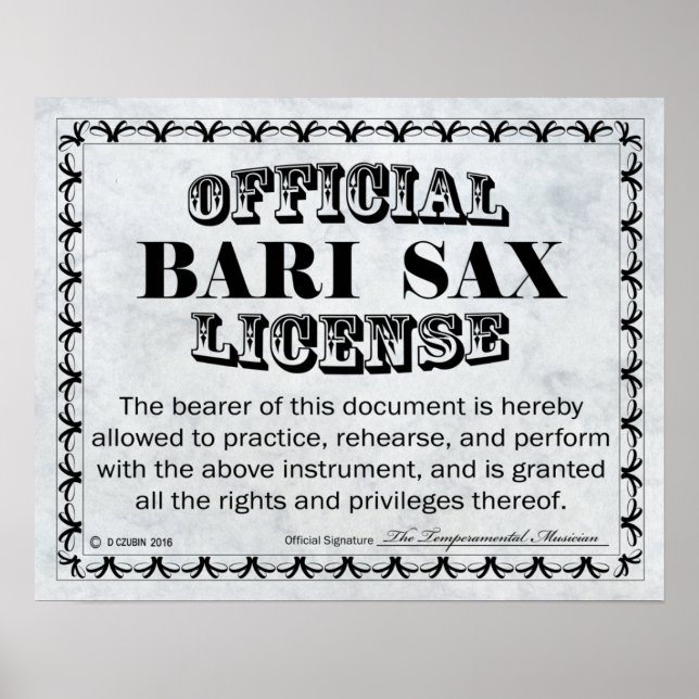 Bari Sax Lizenz Poster (Vorne)