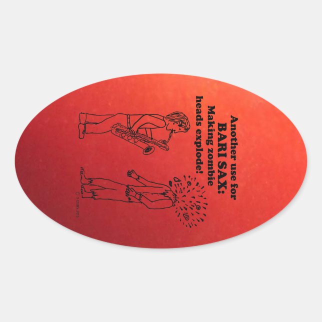 Bari Sax Zombie Explode Oval Sticker (Vorderseite)