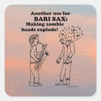 Bari Sax Zombie Explode Square Sticker