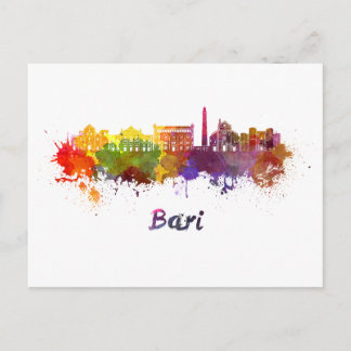 Bari skyline im Watercolor Postkarte