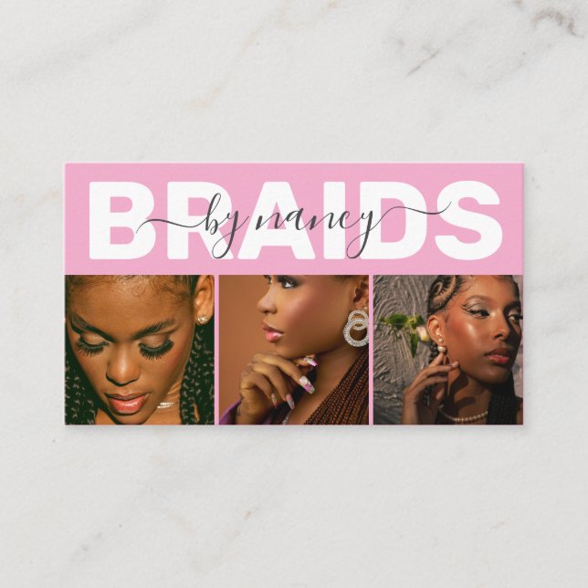 Barids Typography Photo Qr Code Logo Pink Visitenkarte (Vorderseite)