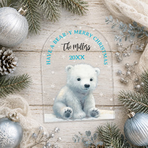 Bärig frohe Weihnachten Eisbär-Weihnachtskarte Acryleinladungen