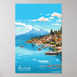 Bariloche Argentinien Vintage Reise Illustration Poster