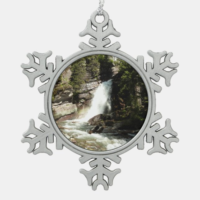 Baring Falls at Glacier National Park Schneeflocken Zinn-Ornament (Vorderseite)