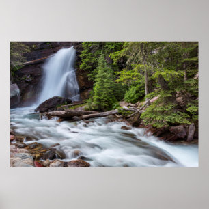 Baring Falls in Glacier National Park, Montana Poster