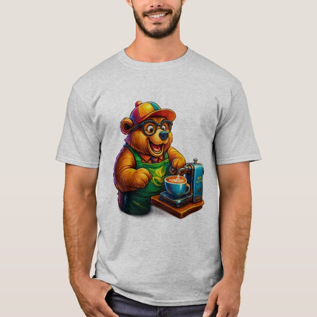Barista Bear – Cute Coffee Lover T-Shirt (Vorderseite)