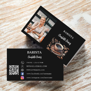 Barista Black Foto QR Cocktasse Visitenkarte