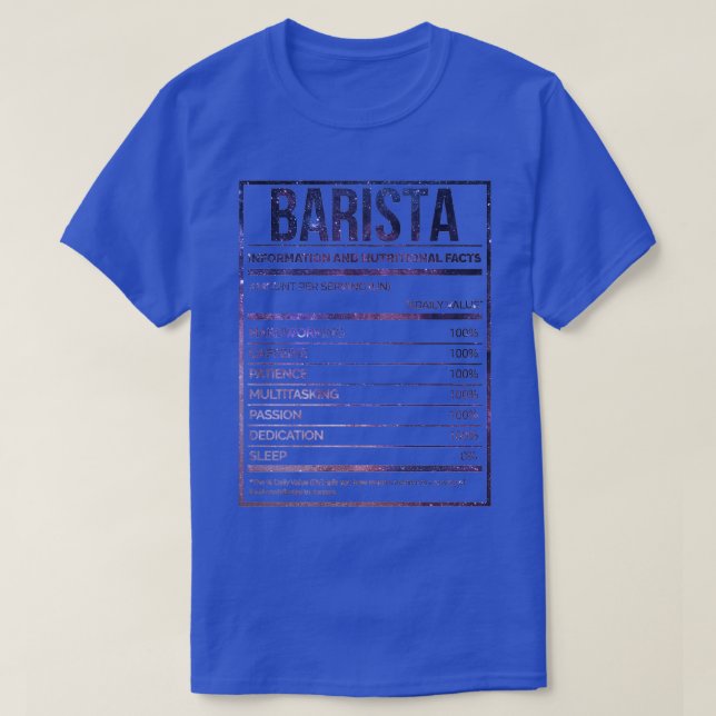 Barista Funny Baristas Nutrition Label 1 T-Shirt (Design vorne)