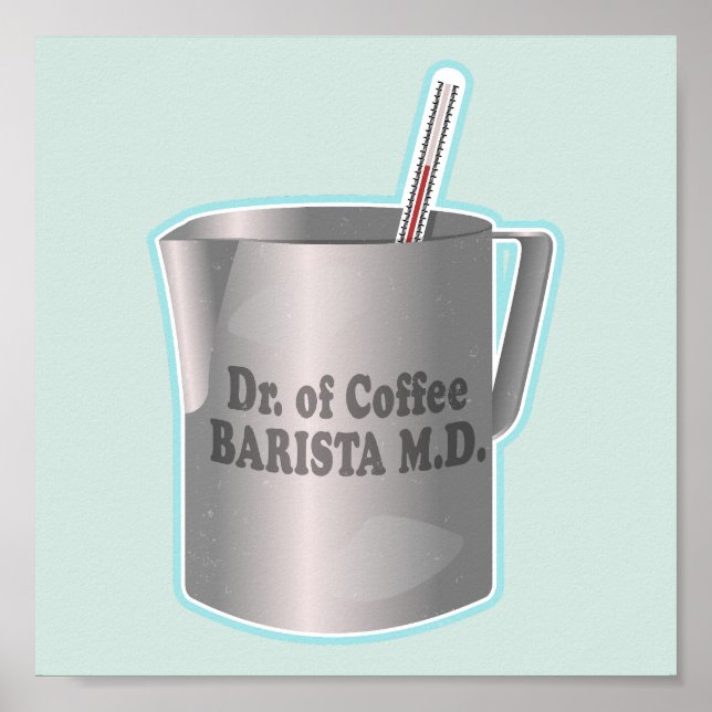 Barista Kaffee macht lustigen Arzt Poster (Vorne)