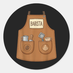 Barista Lustig Süße Schürze Kaffee Espresso Kostüm Runder Aufkleber