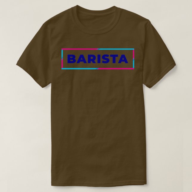 Barista Retro farbiger Rahmen T-Shirt (Design vorne)