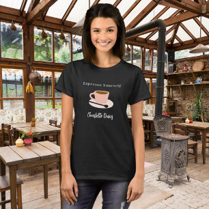 Barista Schwarz-weiße Tasse Kaffee Zitat T-Shirt