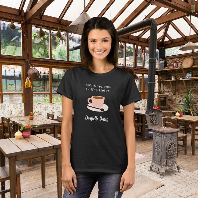 Barista Schwarz-weiße Tasse Kaffee Zitat T-Shirt (Von Creator hochgeladen)