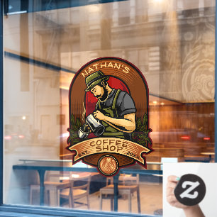 Barista Vintag Coffee Shop Business anpassen Fensteraufkleber