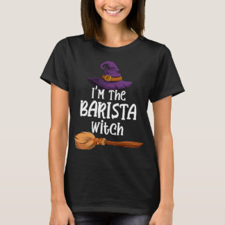 Barista Witch Funny Halloween KostümHat & Broom T-Shirt