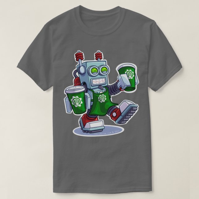 BaristaBot 9000 Roboter T-Shirt (Design vorne)