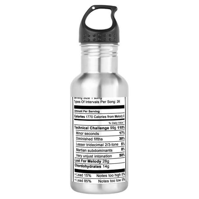 Bariton "Nutrional Informationen " Edelstahlflasche (Vorderseite)