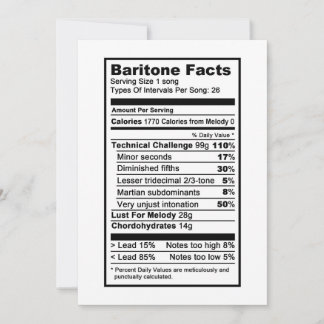 Baritone "Ernährungsinformations-Label" Karte