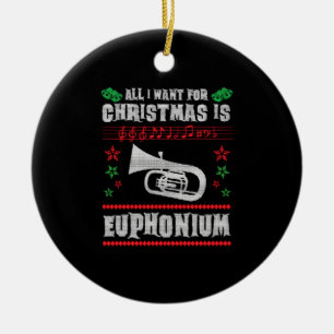Baritone Euphonium Ugly Christmas Sweater Style Keramik Ornament