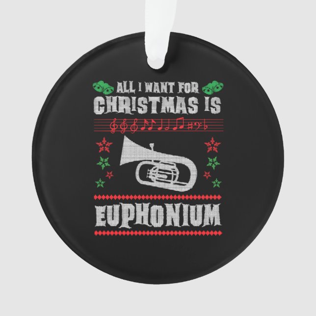 Baritone Euphonium Ugly Christmas Sweater Style Ornament (Vorderseite)