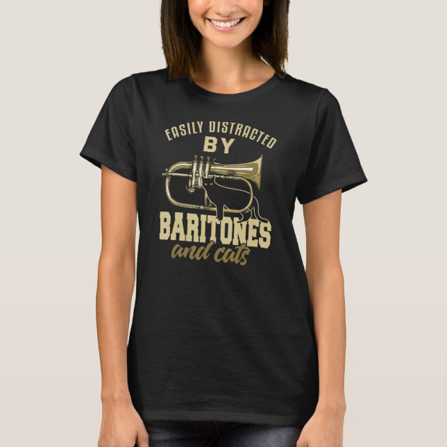 Baritone Funny Cat Lover Marching Band Baritonist T-Shirt (Vorderseite)