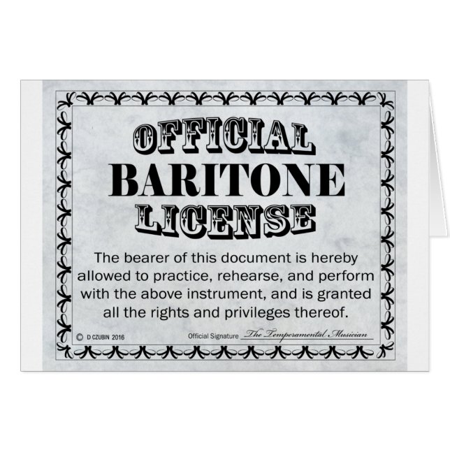 Baritone Lizenz (Vorderseite (Horizontal))
