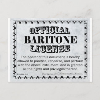 Baritone Lizenz Postkarte