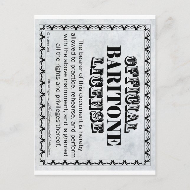 Baritone Lizenz Postkarte (Vorderseite)
